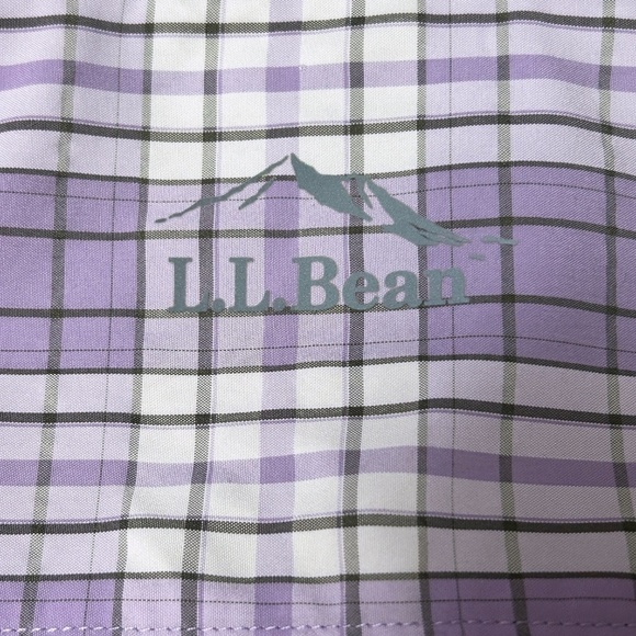 LL Bean Utility Shirt Top Blouse Nylon Fishing Hunting Hiking Lavender Plaid - Picture 12 of 15